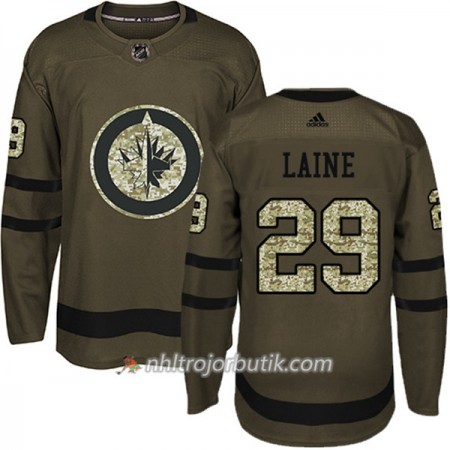 Män Ishockey Winnipeg Jets Tröja Patrik Laine 29 Adidas 2017-2018 Camo Grön Authentic